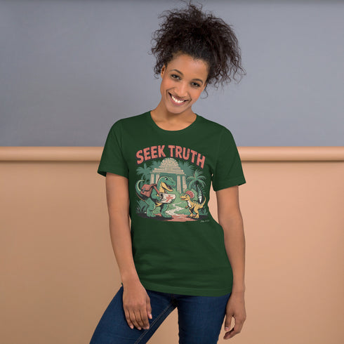 Seek Truth Dinosaur Christian Bible Verse T-Shirt